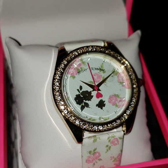 Betsey Johnson pink and white floral watch - Picture 3 of 4